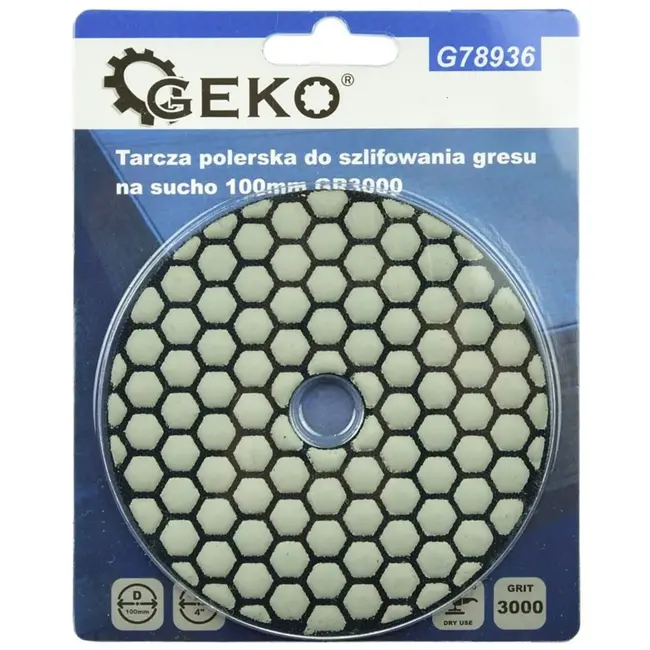 GEKO Diamant polijstpad - 100mm - Droog gebruik - Klittenband bevestiging