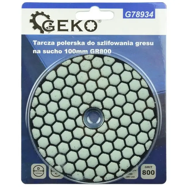 GEKO Diamant polijstpad - 100 mm - Droog gebruik - Klittenband bevestiging