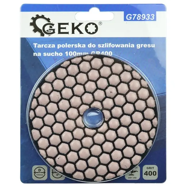 GEKO Diamant polijstpad - 100 mm - Droog gebruik - Klittenband bevestiging