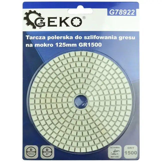 GEKO Diamant polijstpad - 125 mm - Voor nat gebruik - Klittenbandbevestiging - G1500