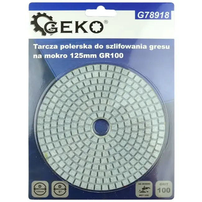 GEKO Diamant polijstpad - 125mm - Klittenband bevestiging - Voor nat gebruik