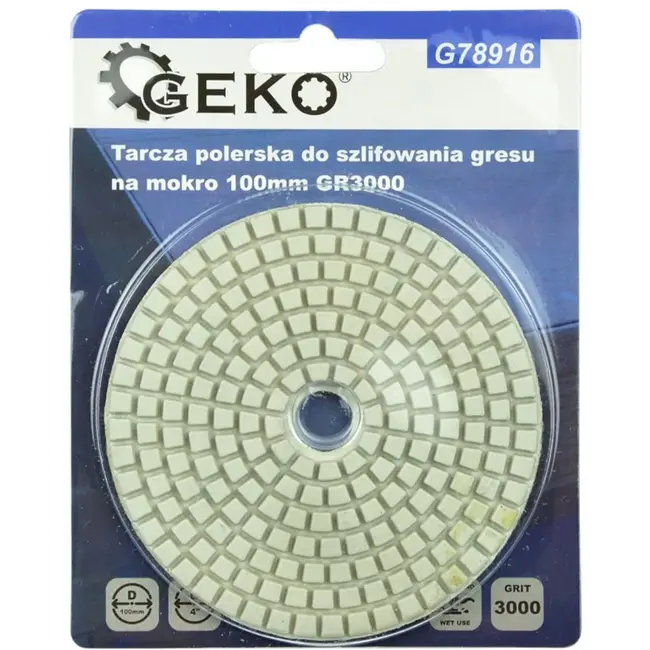 GEKO Diamant polijstpad - 100mm - Voor nat polijsten - Klittenband bevestiging - 5 stuks