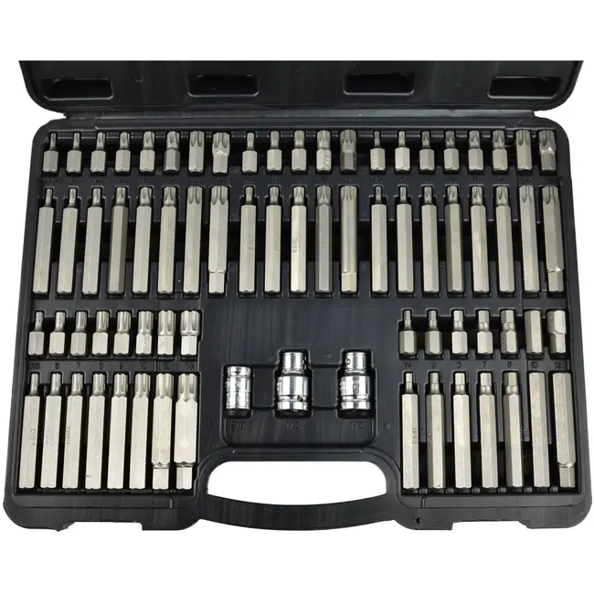 GEKO 75-delige bitset - Torx, spline, hex - CrV staal - Professioneel gebruik