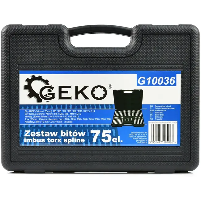 GEKO 75-delige bitset - Torx, spline, hex - CrV staal - Professioneel gebruik