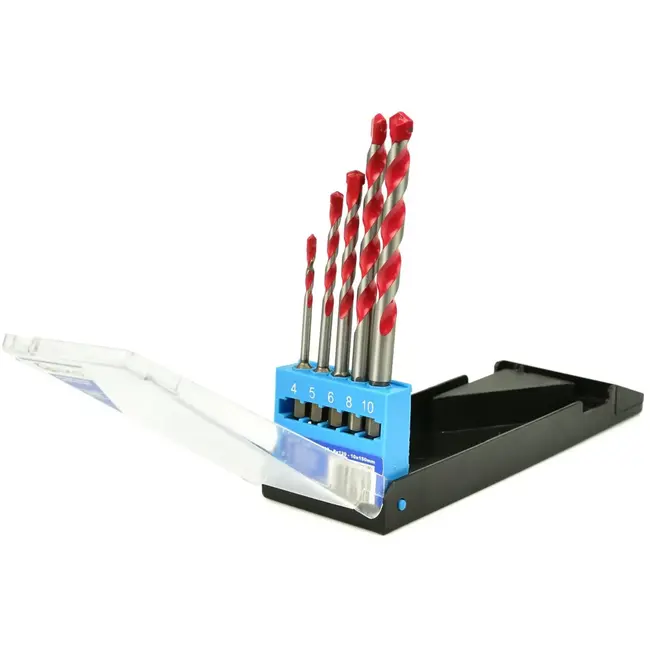 GEKO Universele borenset - 5-delig - Wolframcarbide punt - 4-10 mm - Hexaansluiting