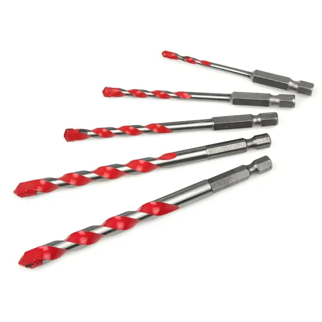 GEKO Universele borenset - 5-delig - Wolframcarbide punt - 4-10 mm - Hexaansluiting