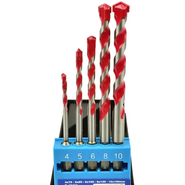 GEKO Universele borenset - 5-delig - Wolframcarbide punt - 4-10 mm - Hexaansluiting