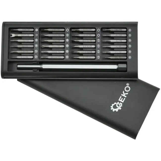 GEKO Set van precisieschroevendraaiers en bits - 24-delig - Staal S2 - Magnetisch etui