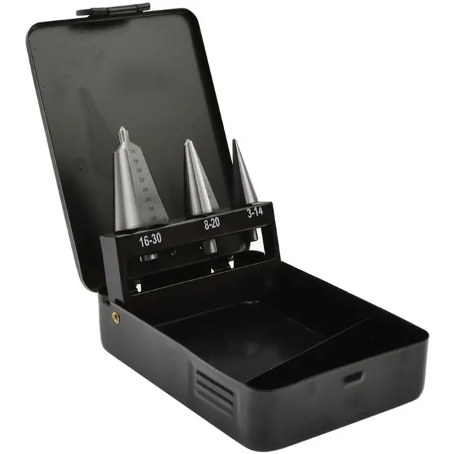 GEKO HSS metaalborenset - traploos - 3-30 mm - metaalhouder - 3 stuks