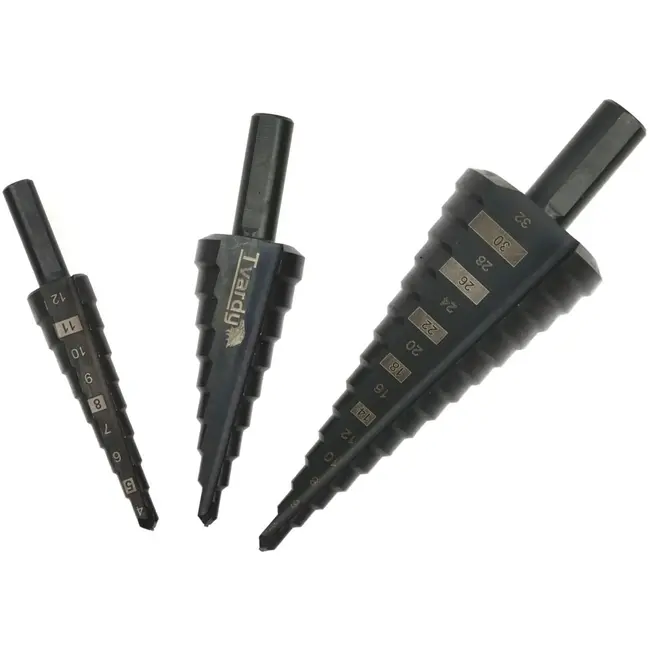 Tvardy Set van stapboren - HSS M2 staal - 4-12mm, 4-20mm, 4-32mm - Aluminium opbergdoos