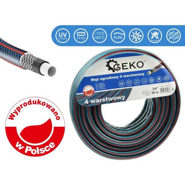 GEKO Tuinslang - 4-laags 3/4" - UV-bestendig - 30 meter - Temperatuurbestendig