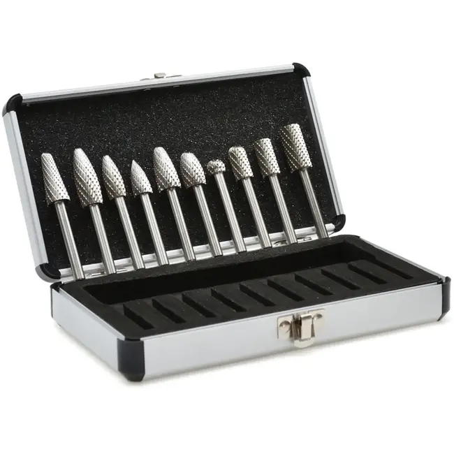 GEKO Carbide frezenset - 10-delig - HSS staal - Diverse vormen - 6 mm schacht