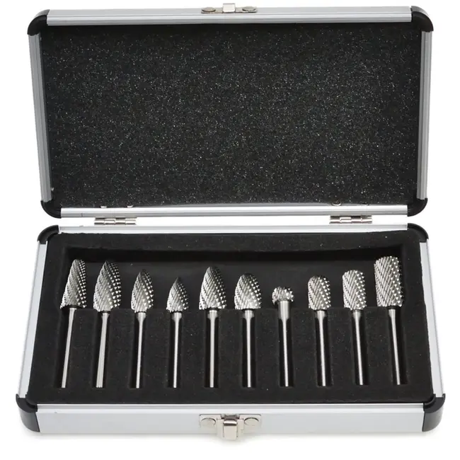 GEKO Carbide frezenset - 10-delig - HSS staal - Diverse vormen - 6 mm schacht