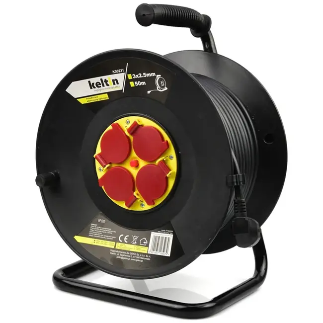 Keltin Verlengsnoer - 50m - 3x2,5mm - Thermische beveiliging - 4 stopcontacten
