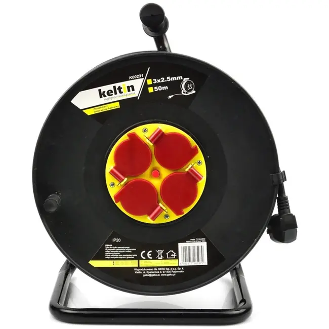 Keltin Verlengsnoer - 50m - 3x2,5mm - Thermische beveiliging - 4 stopcontacten