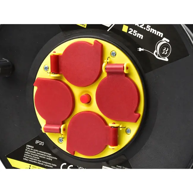 Keltin Verlengsnoer op haspel - 25m - 3x2,5mm - Thermische beveiliging - 4 stopcontacten