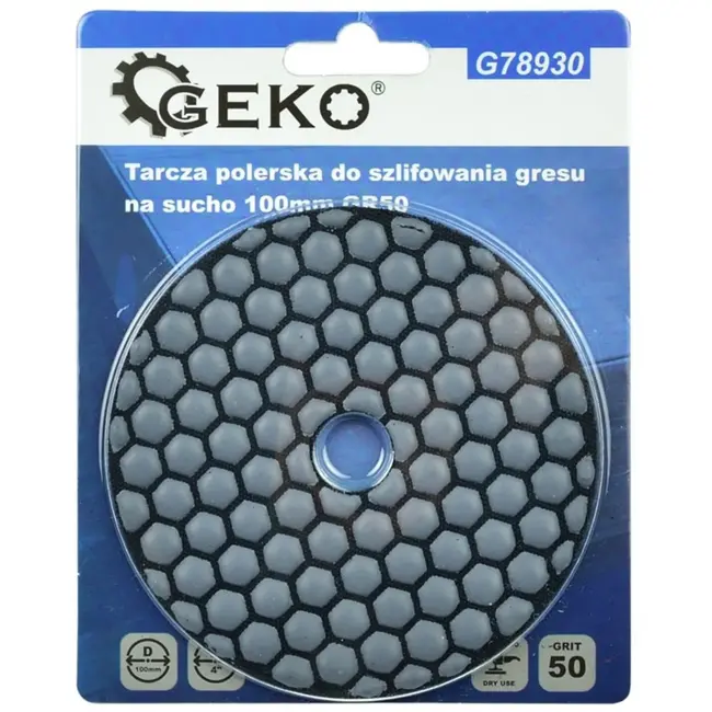 GEKO Diamant polijstpad - 100 mm - Droog gebruik - Klittenband bevestiging