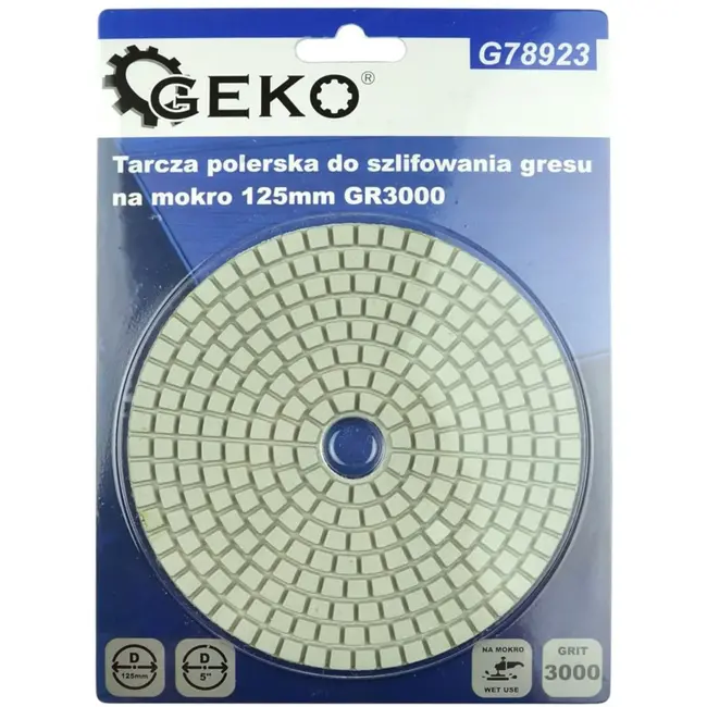 GEKO Diamant polijstpad - 125 mm - Voor nat gebruik - Klittenbandbevestiging - G3000tuks