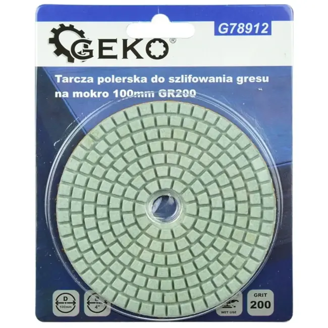 GEKO Diamant polijstpad - 100 mm - Nat gebruik - Klittenband bevestiging