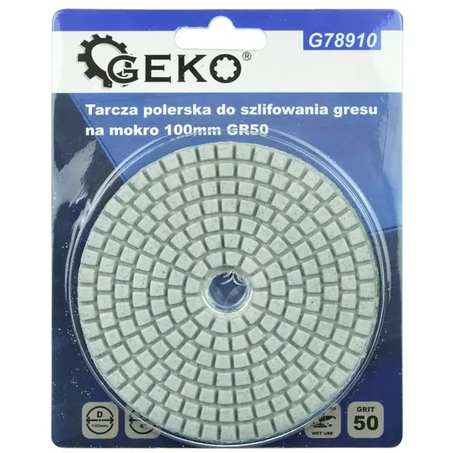GEKO Diamant polijstpad - 100 mm - Klittenband - Voor nat gebruik - Gradatie 50 - 5 stuks