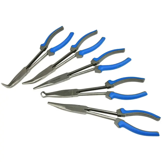 GEKO Set van 5 lange tangen - 280mm - Antislip greep - Inclusief etui