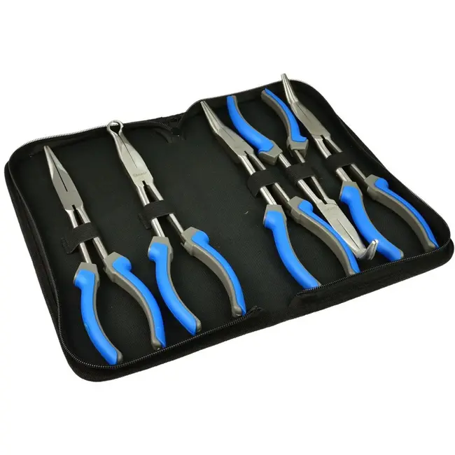 GEKO Set van 5 lange tangen - 280mm - Antislip greep - Inclusief etui