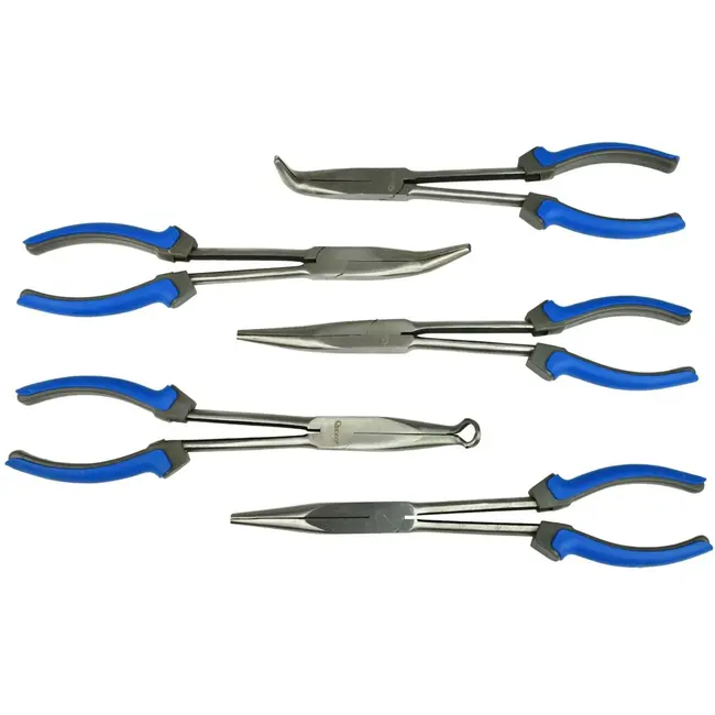GEKO Set van 5 lange tangen - 280mm - Antislip greep - Inclusief etui