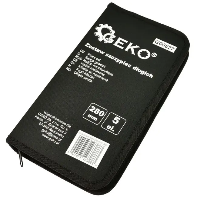 GEKO Set van 5 lange tangen - 280mm - Antislip greep - Inclusief etui