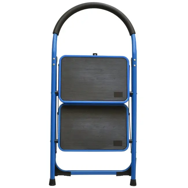 GEKO Opvouwbare ladder - 2 treden - blauw/zwart - antislip - compact ontwerp