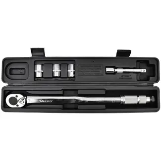 GEKO Dynamometrische sleutel - 28-210 Nm - CrV staal - Inclusief verlengstuk en doppen