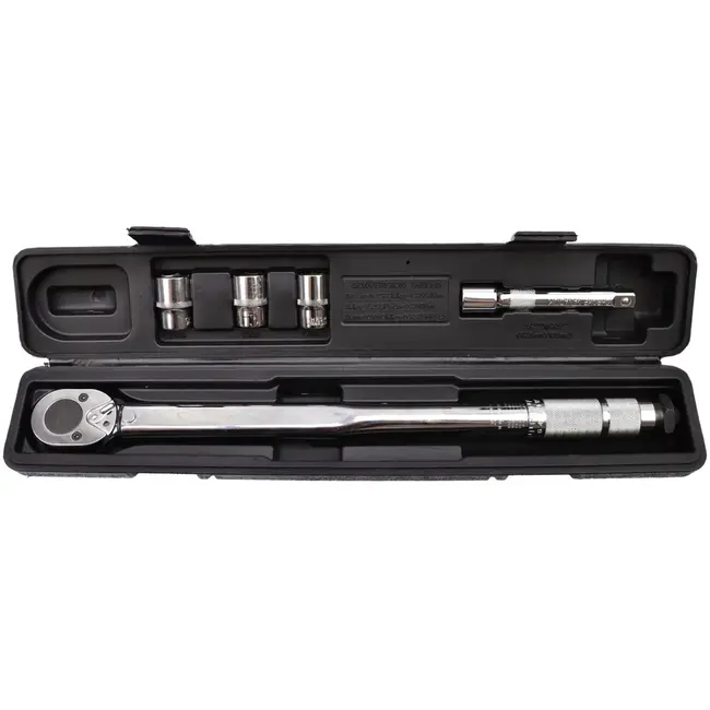 GEKO Dynamometrische sleutel - 28-210 Nm - CrV staal - Inclusief verlengstuk en doppen