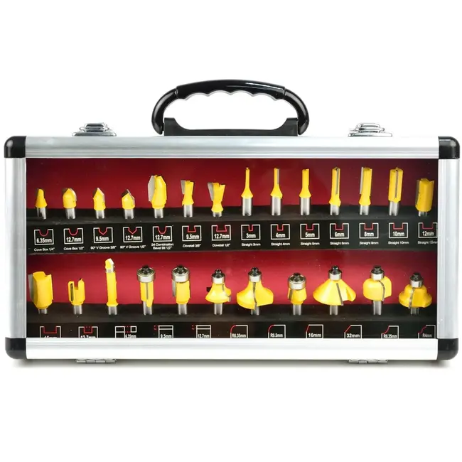 GEKO Freesbits set - 25-delig - HSS staal - 8mm schacht - Inclusief opbergkoffer