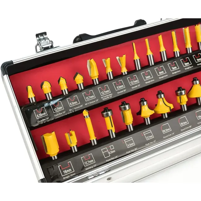 GEKO Freesbits set - 25-delig - HSS staal - 8mm schacht - Inclusief opbergkoffer