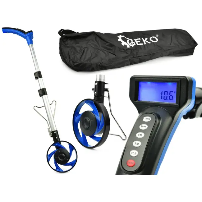 GEKO Digitale afstandsmeter - LCD scherm - Meetbereik tot 10.000 m - Nauwkeurigheid 0,1 m - Compact wielontwerp