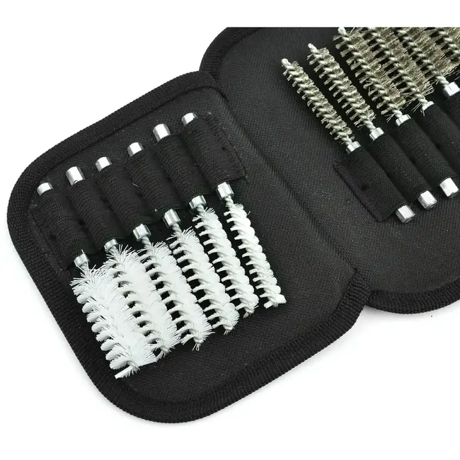 GEKO Set van 18 reinigingsborstels - diverse hardheden en diameters - met verlengstuk en 1/4" aandrijving