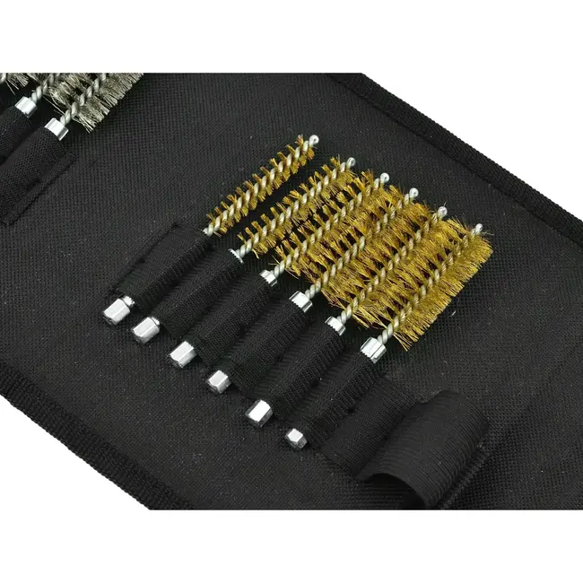 GEKO Set van 18 reinigingsborstels - diverse hardheden en diameters - met verlengstuk en 1/4" aandrijving