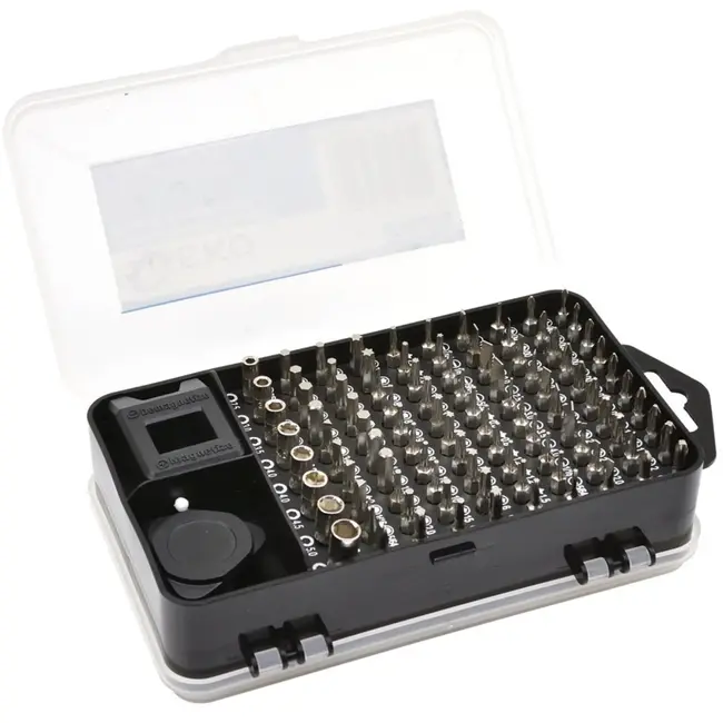 GEKO Precisie bitset - veelzijdig - 90-delig - magnetische handgreep - aluminium - flexibel