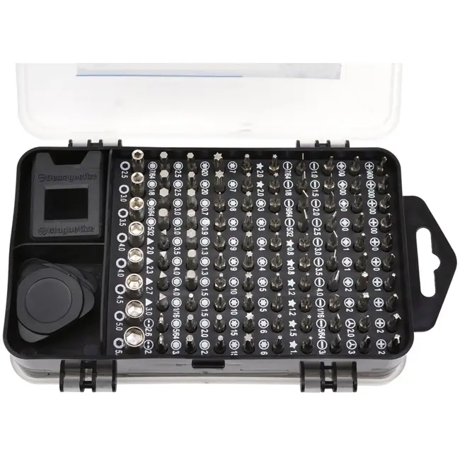 GEKO Precisie bitset - veelzijdig - 90-delig - magnetische handgreep - aluminium - flexibel