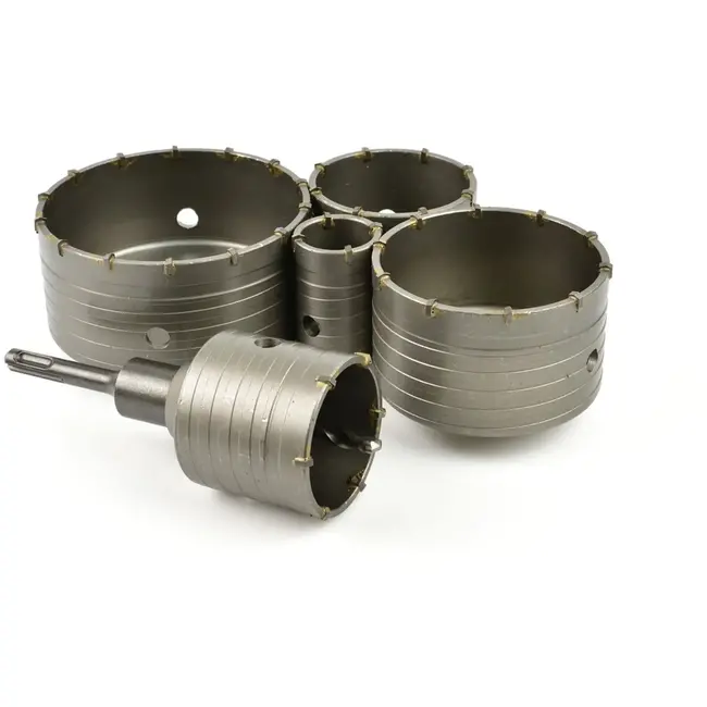 GEKO SDS gatenzaagset - 6-delig - Voor diverse bouwmaterialen - Inclusief adapter - In handige koffer