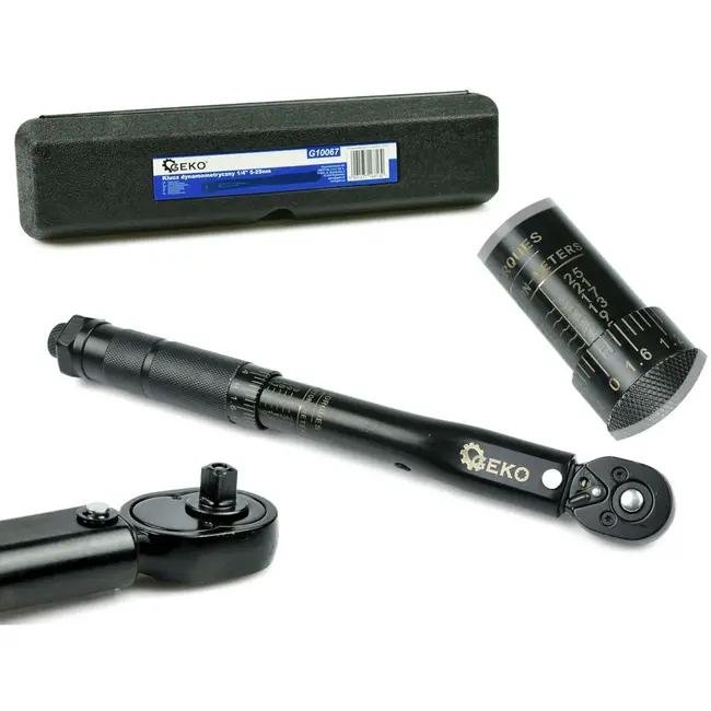 GEKO Dynamometrische sleutel - 5-25 Nm - CrV staal - 270 mm - zwart