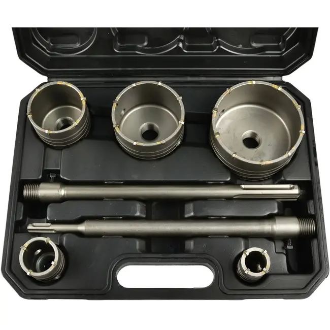 GEKO SDS gatenzaagset - 9-delig - Voor beton en gips - Inclusief adapters - In handige koffer