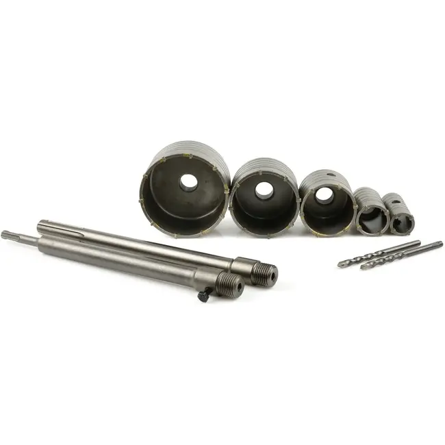 GEKO SDS gatenzaagset - 9-delig - Voor beton en gips - Inclusief adapters - In handige koffer