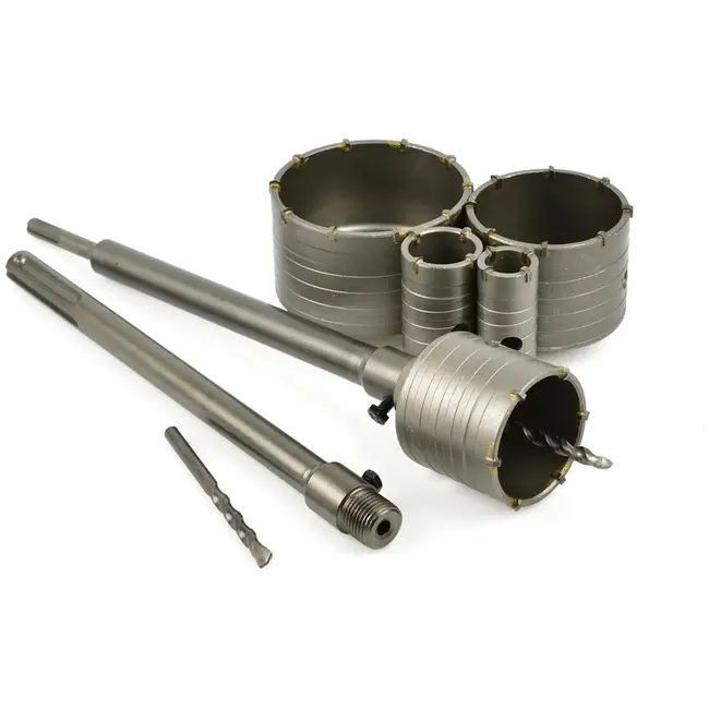 GEKO SDS gatenzaagset - 9-delig - Voor beton en gips - Inclusief adapters - In handige koffer