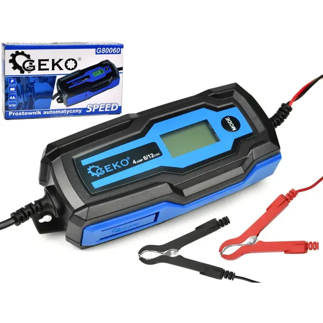 GEKO Automatische acculader - 6/12V - 4A - LCD display - IP65 waterproof
