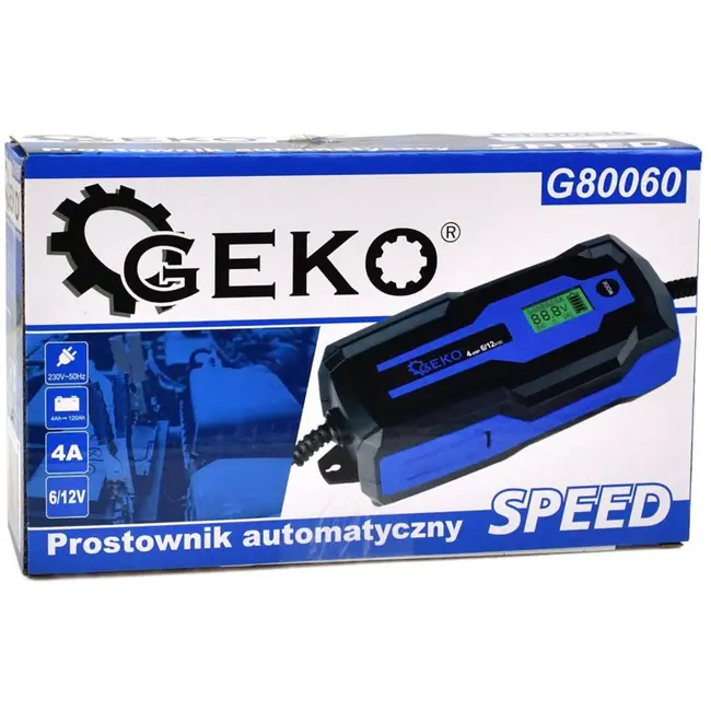 GEKO Automatische acculader - 6/12V - 4A - LCD display - IP65 waterproof