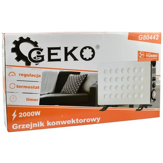 GEKO Convector kachel - Turbo & Timer - Vrijstaand of wandmontage - 2000W - Wit