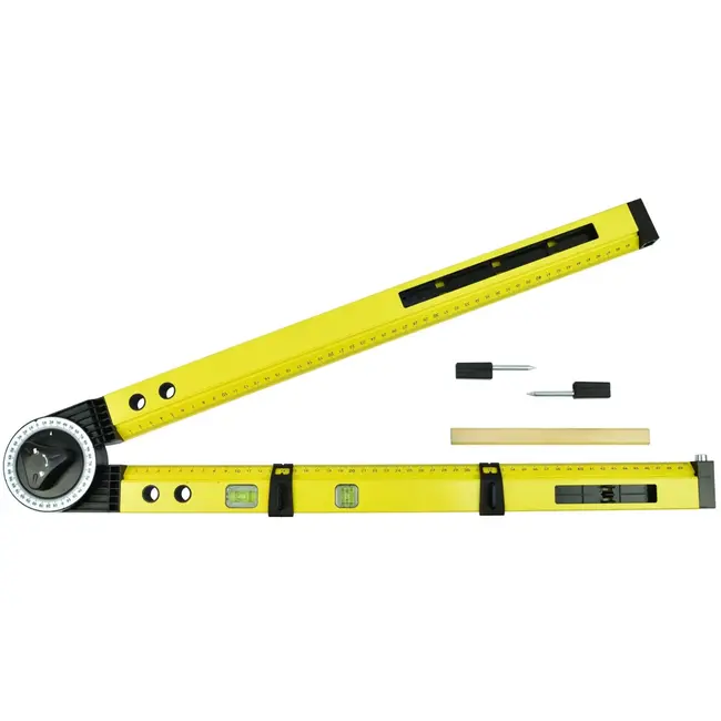 GEKO Hoekmeter waterpas - 3-in-1 functie - 50 cm - met libellen en meetarmen