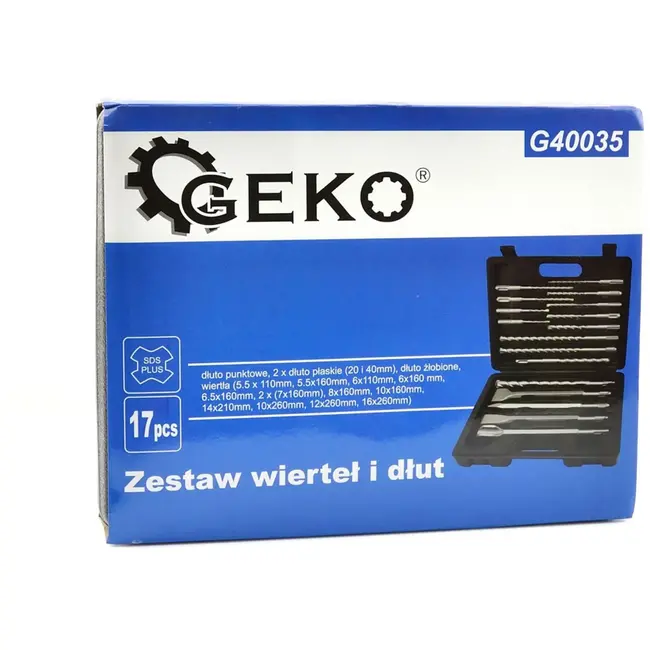 GEKO SDS-plus boor- en beitelset - 17-delig - voor beton en natuursteen