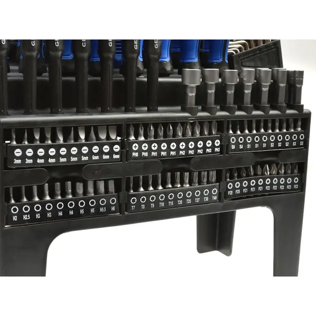 GEKO Gereedschapset - 122-delig - Magnetische tips - Twee-componenten handgreep - Inclusief ratelschroevendraaier