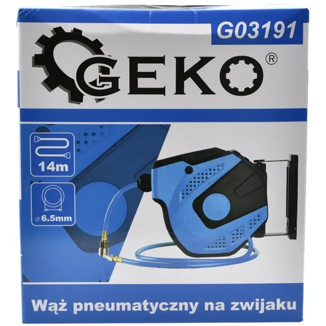 GEKO Luchtslang op haspel - 14m - Versterkt PVC - Hoge drukbestendigheid - Wandmontage mogelijk